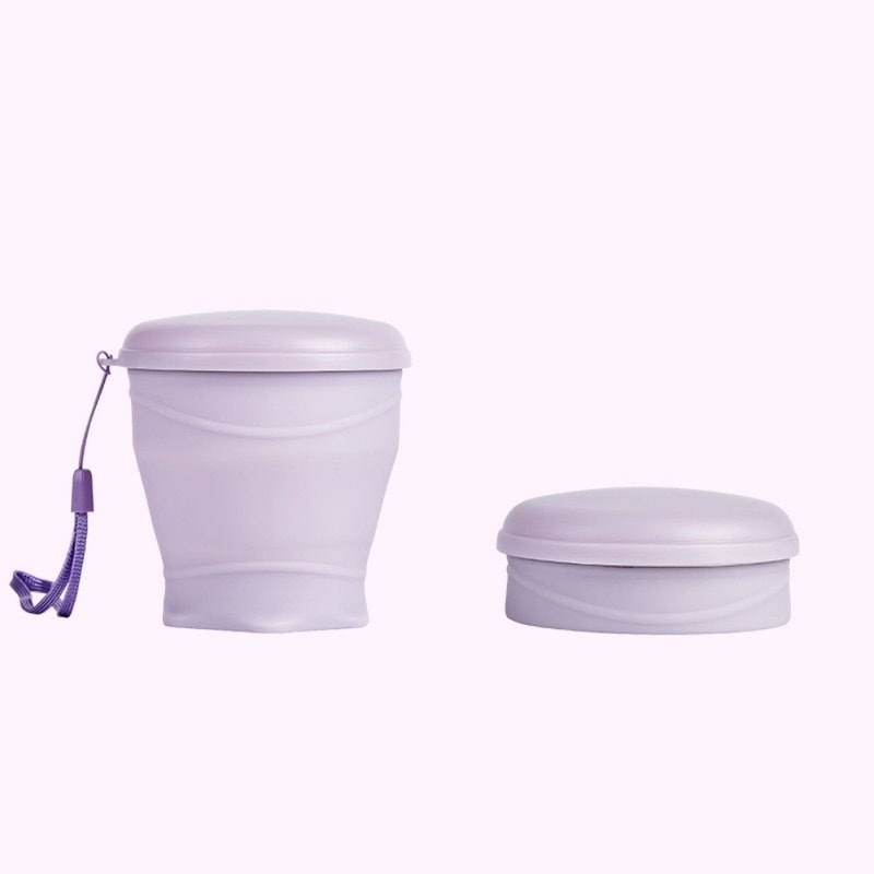 Collapsible Silicone Travel Cup with Lid for Camping and Everyday Use