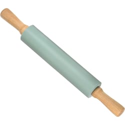 non stick silicone rolling pin with wooden handles for baking dough and pastry