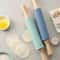 Non Stick Silicone Rolling Pin with Wooden Handles for Baking Dough and Pastry