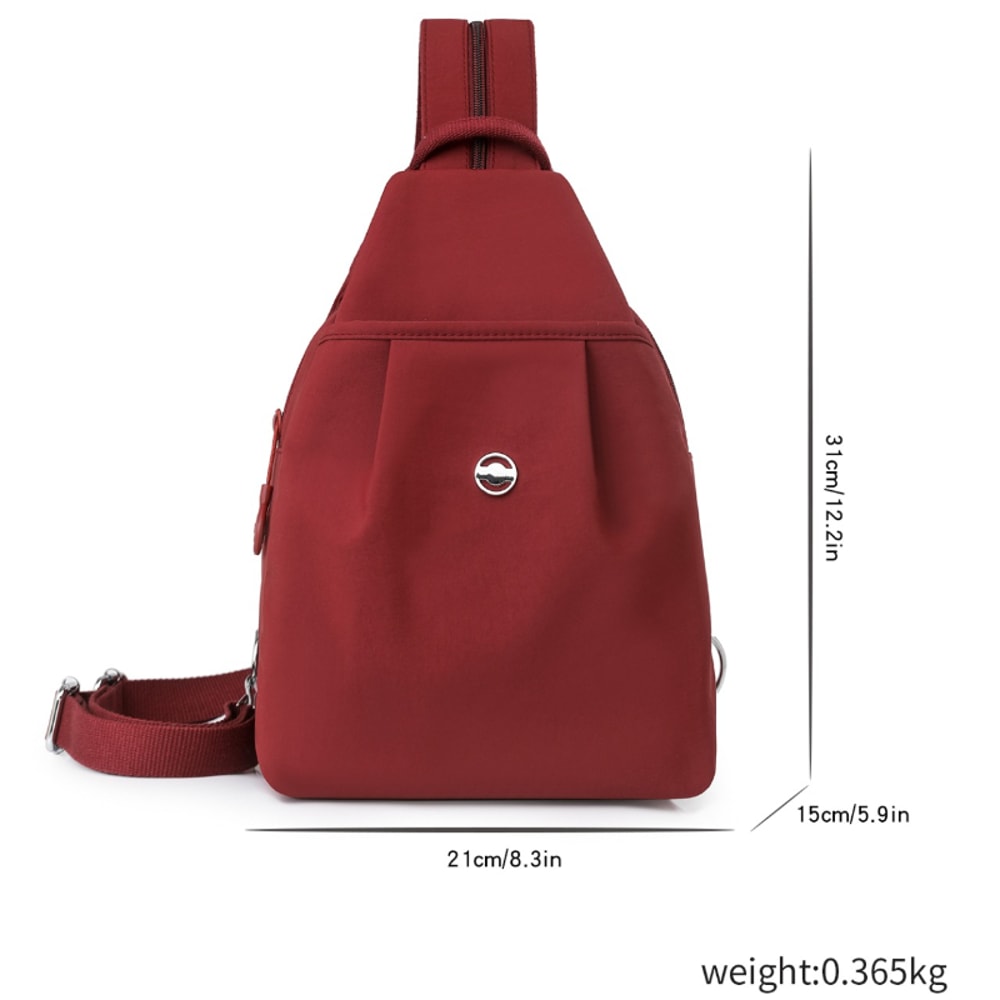 Wine Red womens chest bag in Nylon with Large Capacity Travel Crossbody Design