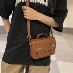 minimalist pu leather crossbody bag for women and men small flap mini messenger bag