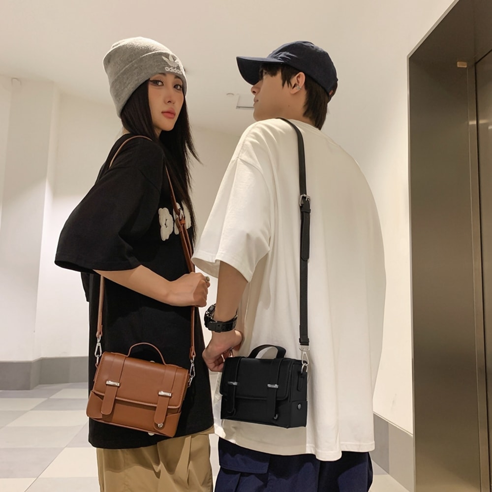 Minimalist PU Leather Crossbody Bag For Women And Men Small Flap Mini Messenger Bag 1