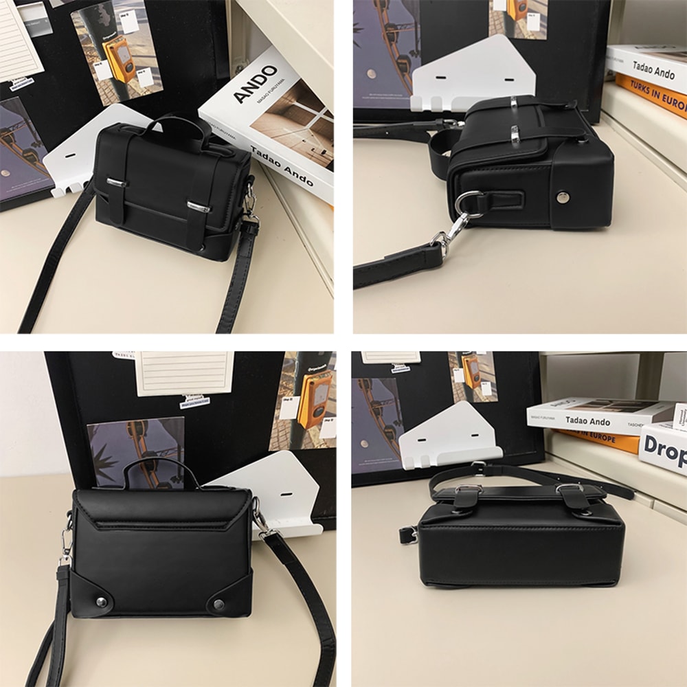 Minimalist PU Leather Crossbody Bag For Women And Men Small Flap Mini Messenger Bag 4