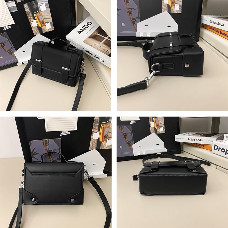 Minimalist PU Leather Crossbody Bag For Women And Men Small Flap Mini Messenger Bag 4