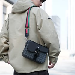 mens waterproof jacquard crossbody bag for business and daily commute