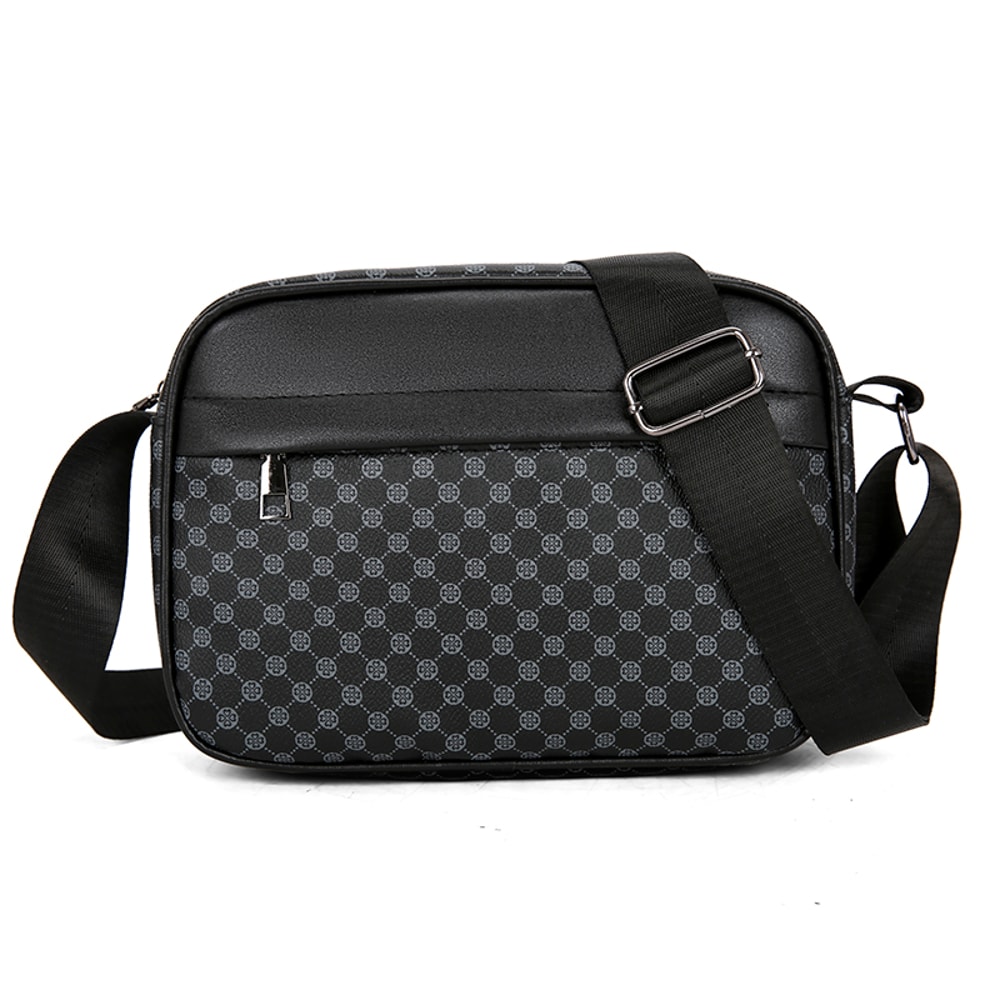 Lightweight PU Leather Men's Messenger Bag with Wide Strap for Work and Daily Travel