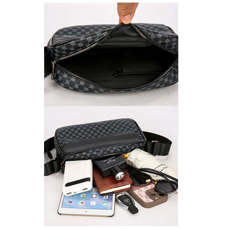 Lightweight PU Leather Men's Messenger Bag with Wide Strap for Work and Daily Travel