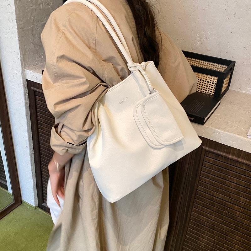 Suede Tote Bag for Women with Detachable Pouch Elegant Work Purse