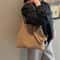 Suede Tote Bag for Women with Detachable Pouch Elegant Work Purse