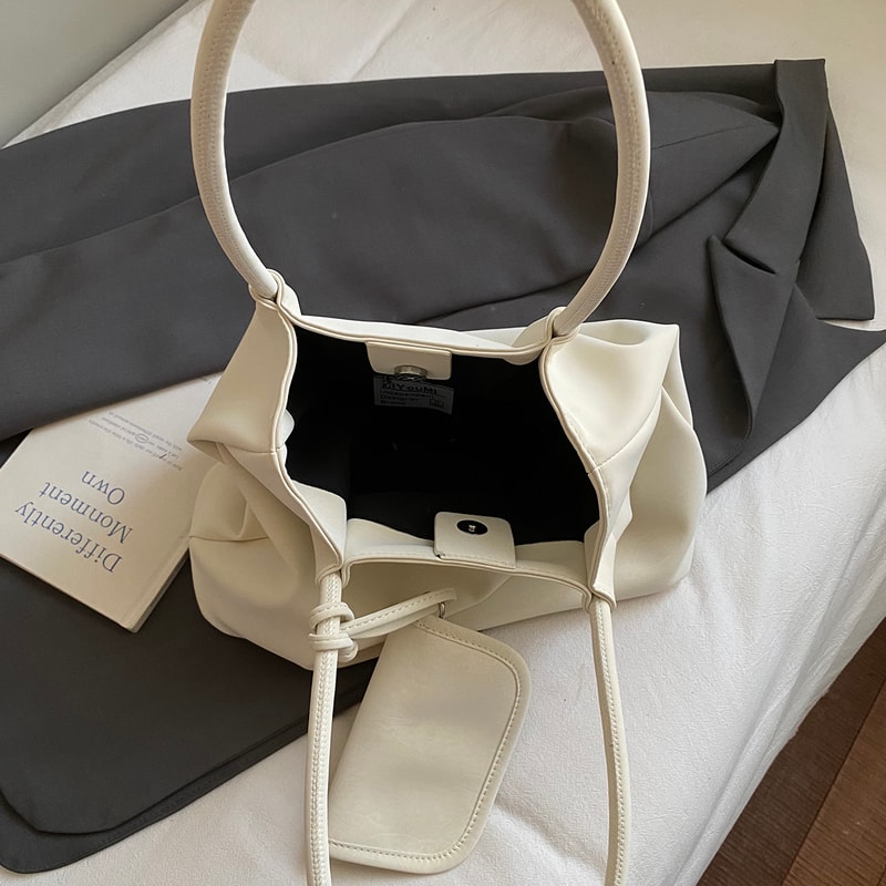 Suede Tote Bag for Women with Detachable Pouch Elegant Work Purse