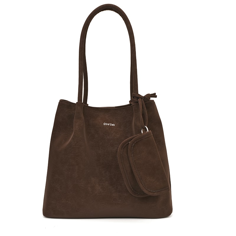 Suede Tote Bag for Women with Detachable Pouch Elegant Work Purse
