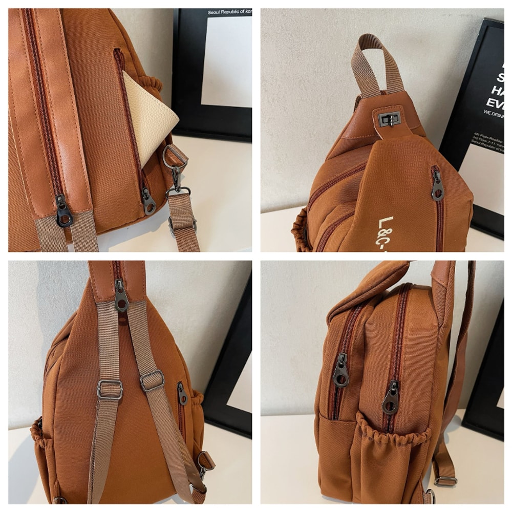 Anti Theft Sling Bag For Women Large Capacity Nylon Chest Crossbody 4