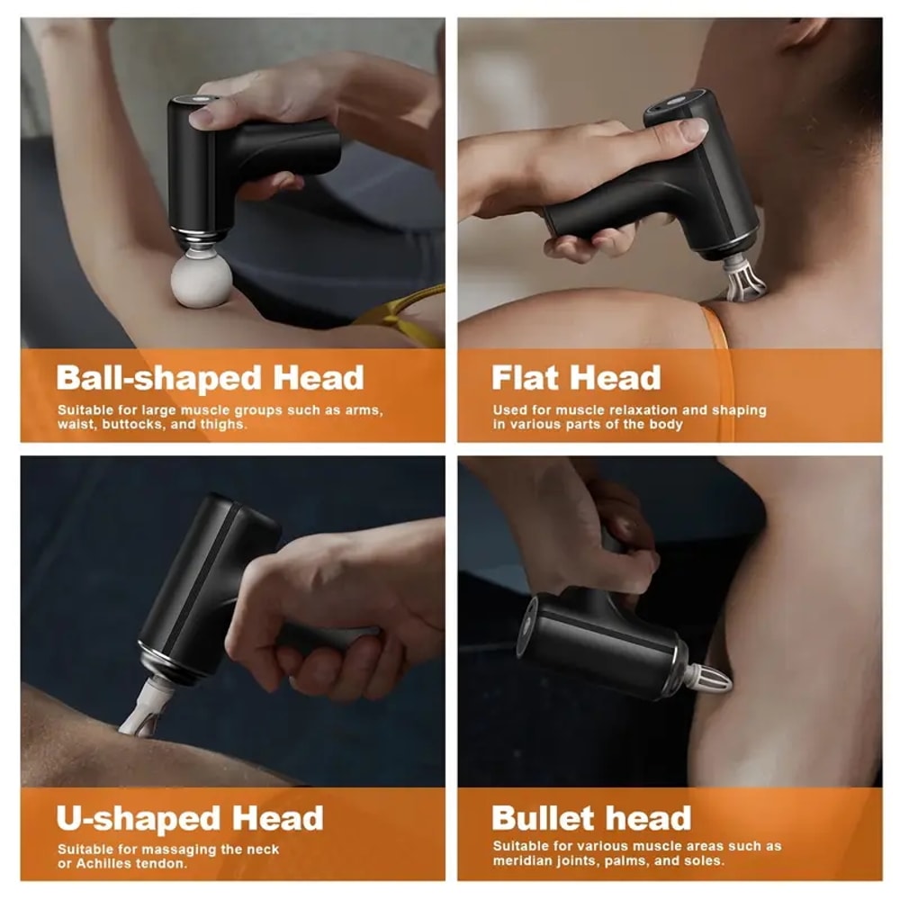 Portable Massage Gun Deep Tissue Massager with Interchangeable Heads