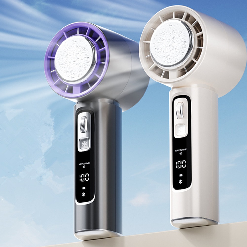 Semiconductor Portable Handheld Fan with Ice Cooling and USB Rechargeable Battery