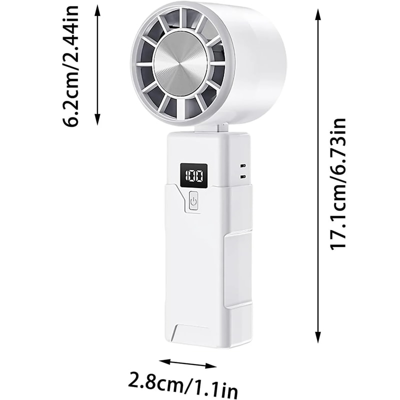 Portable Handheld Fan USB Rechargeable Mini Neck Fan With Digital Display 5