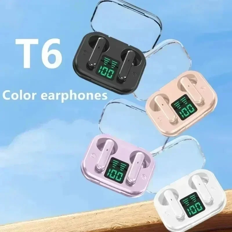 Transparent ENC Bluetooth Earbuds with LED Display Charging Case