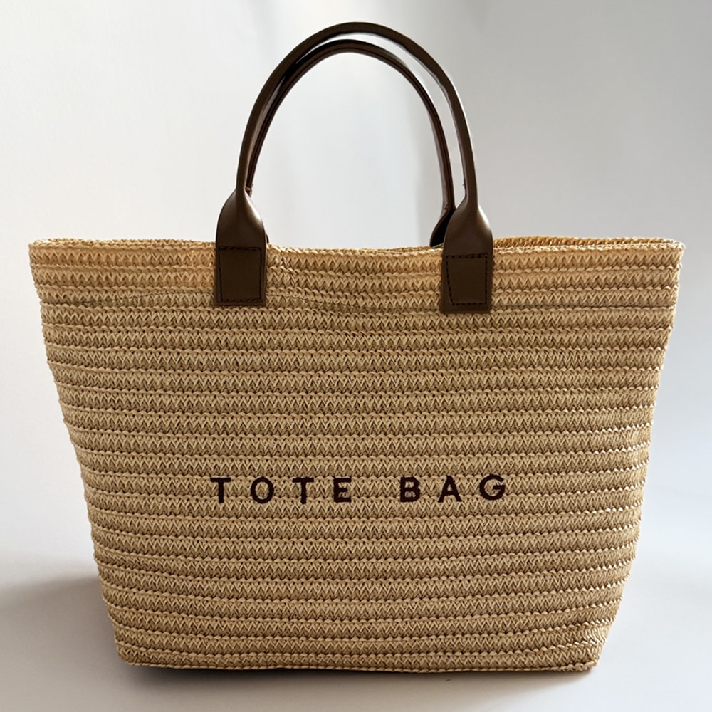 Large Capacity Letter Embroidered Woven Tote Bag For Women 3