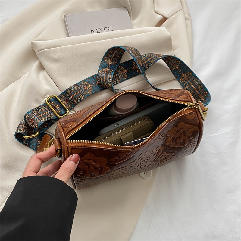 Chinese Style Retro Cylindrical Crossbody Bag For Women 5