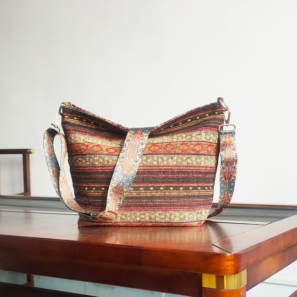 Boho Striped Bucket Crossbody Bag For Women 2