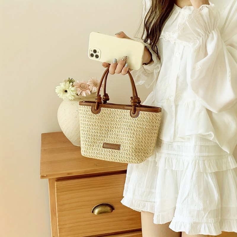 Woven Beach Bag For Women Straw Crossbody Summer Vacation Purse 4