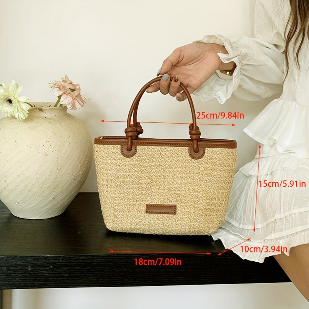 Woven Beach Bag For Women Straw Crossbody Summer Vacation Purse 2