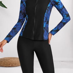 tropical print womens rash guard set quick dry surf swimwear