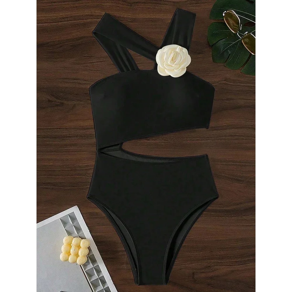 One Shoulder Cut Out Monokini Swimsuit For Women 0