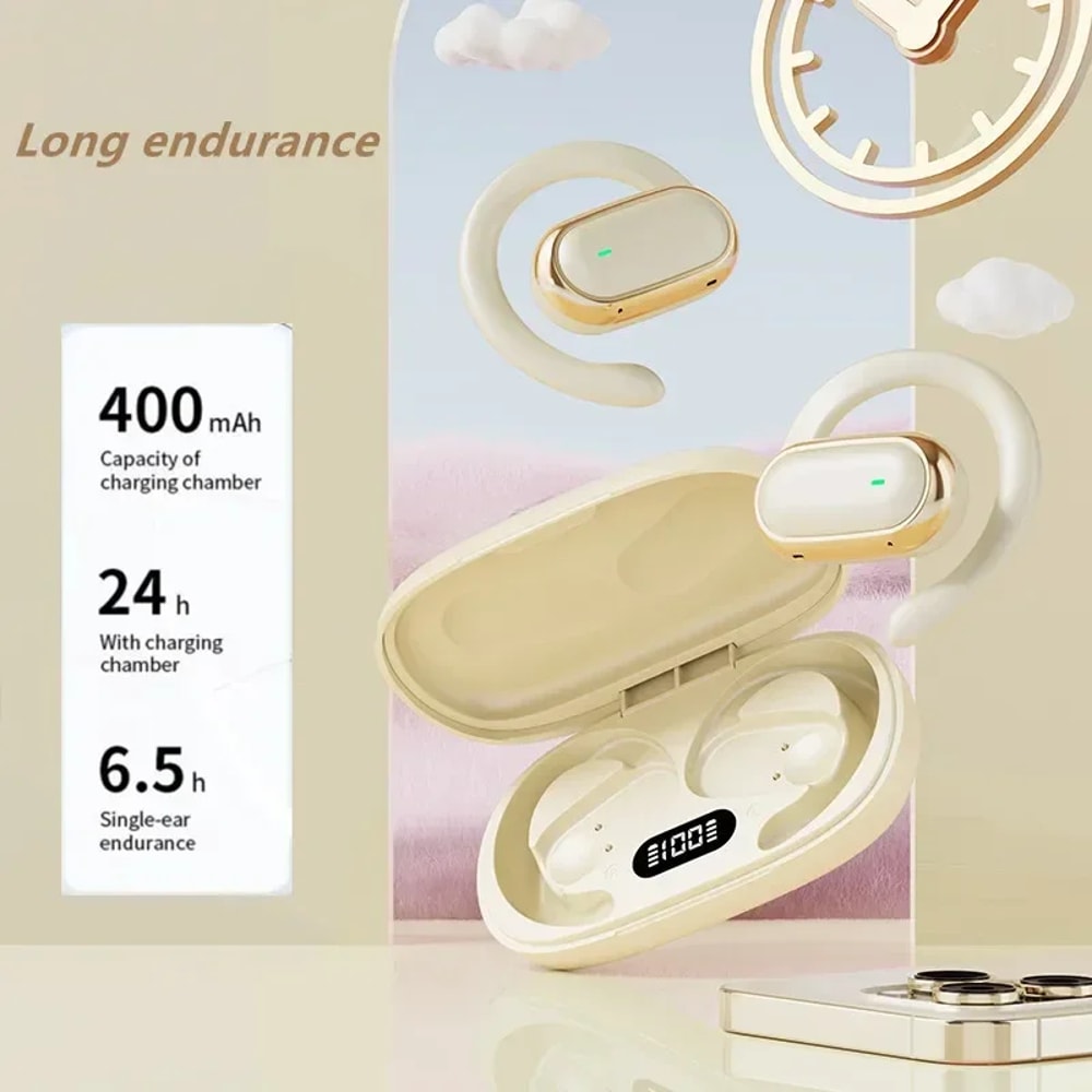 LED Display Wireless Earbuds with Noise Reduction Bluetooth Headphones