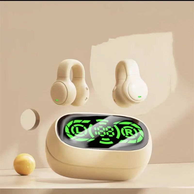 LED Display Clip On Bluetooth Open Ear Sports Headphones 0