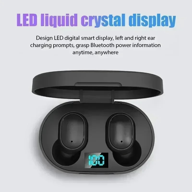 LED Display Wireless Bluetooth Earbuds with Mic for Calls Music and Everyday Use