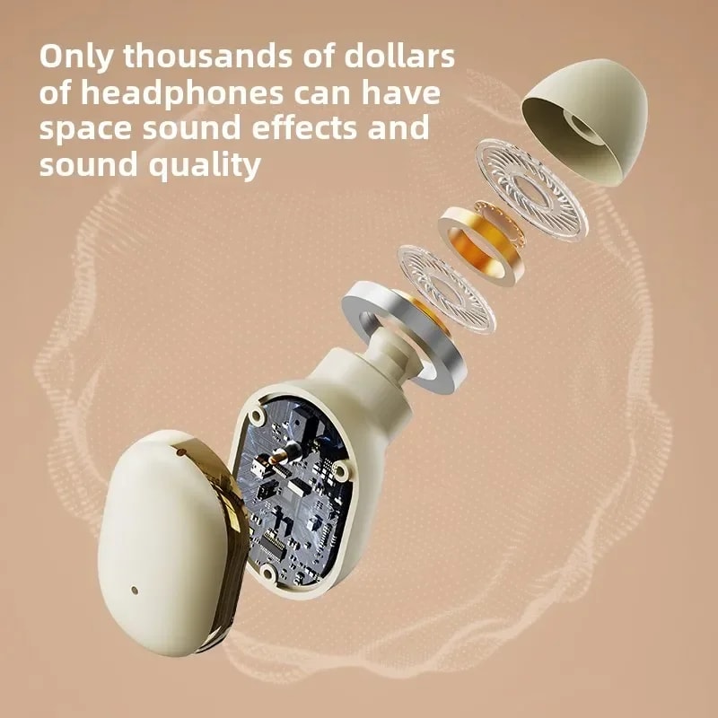 Transparent TWS Wireless Earbuds with ENC Mic and LED Power Display