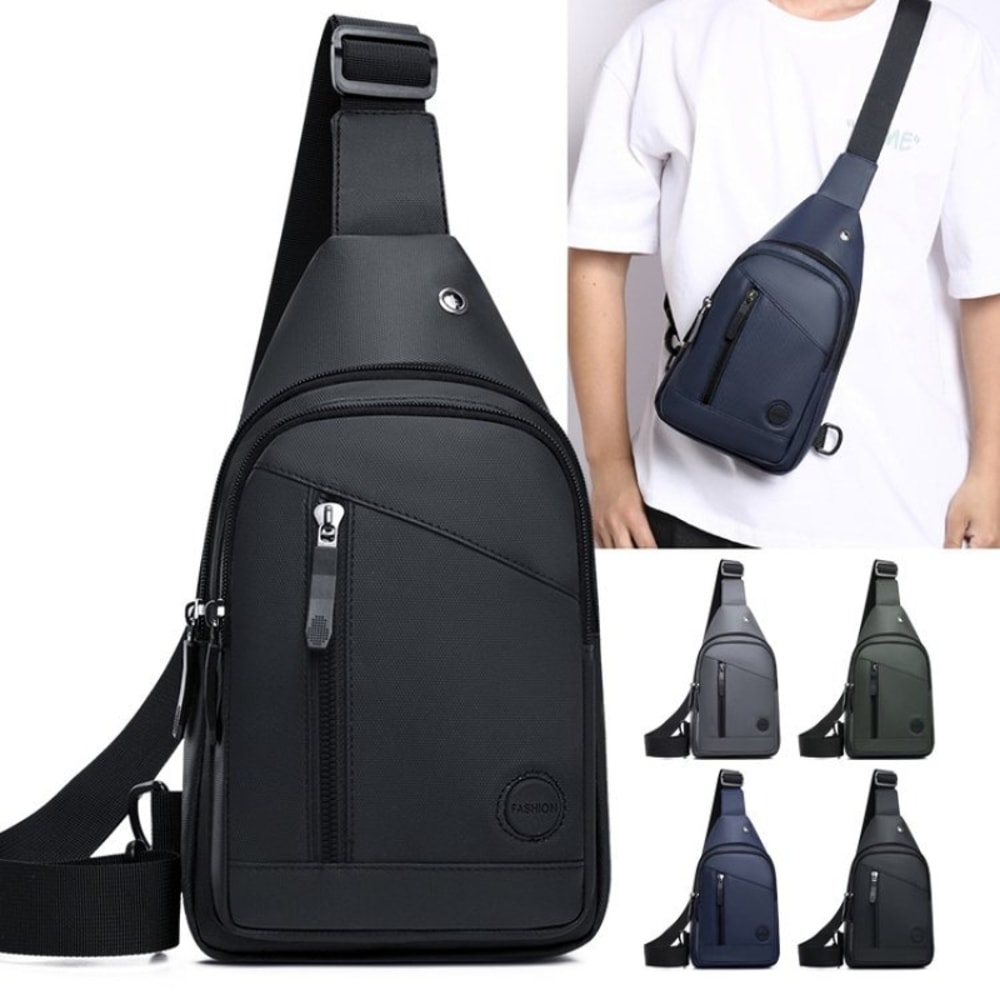 Mens Multi Pocket Crossbody Sling Bag for Travel Cycling and Daily Commute
