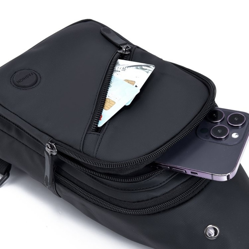 Mens Multi Pocket Crossbody Sling Bag for Travel Cycling and Daily Commute