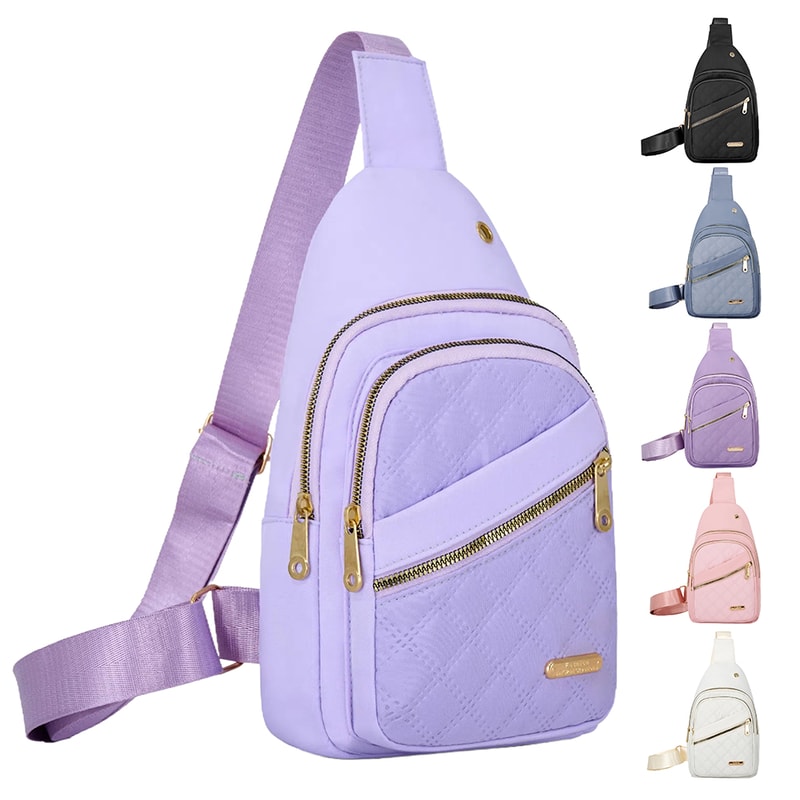 Quilted Crossbody Sling Bag for Women with Earphone Hole