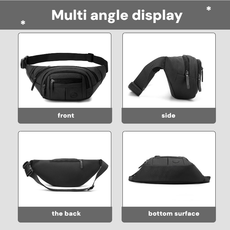 Mens Multi Pocket Chest Bag Crossbody Shoulder Waist Bag