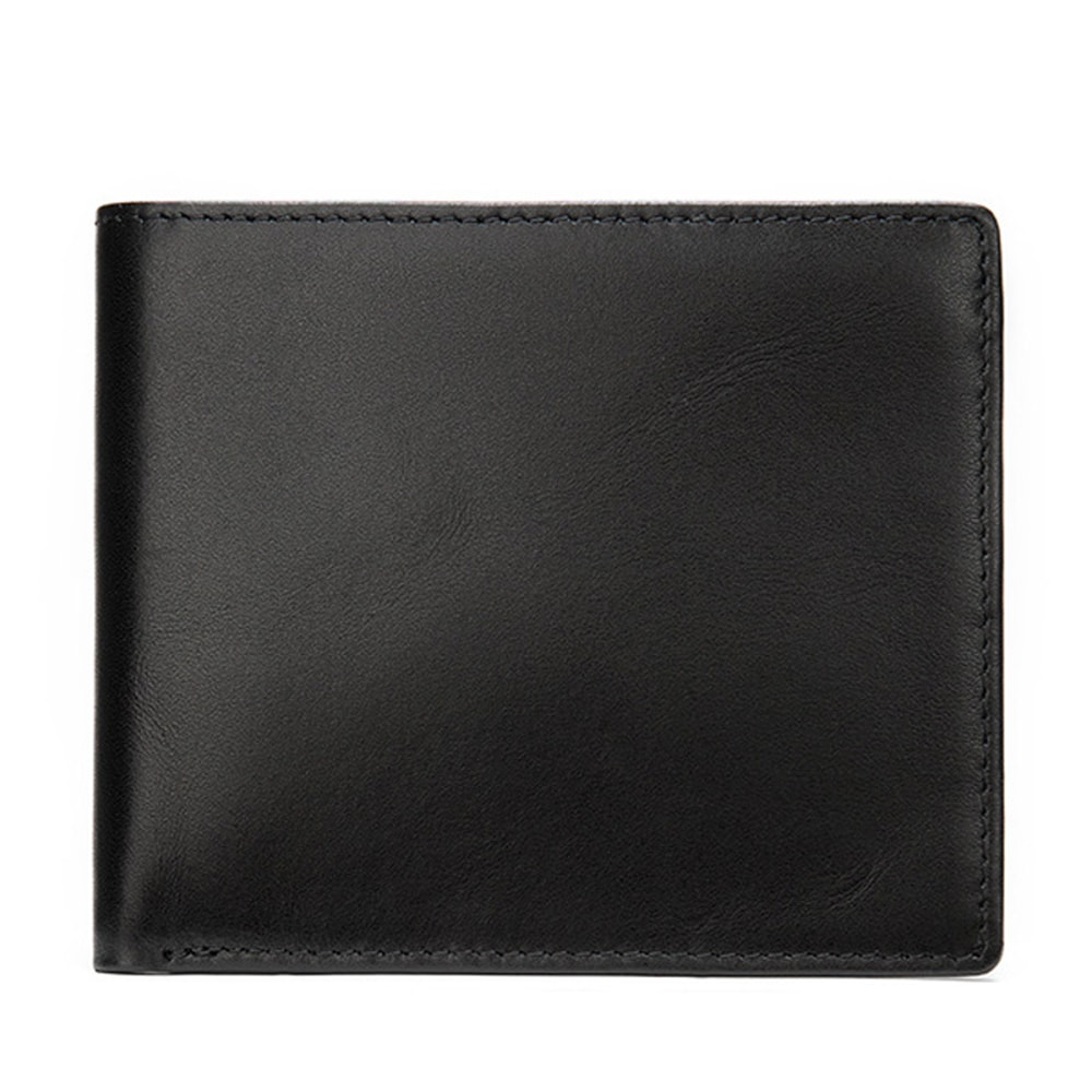 Soft Genuine Leather Wallet for Men Compact Black Cow Leather Card Holder