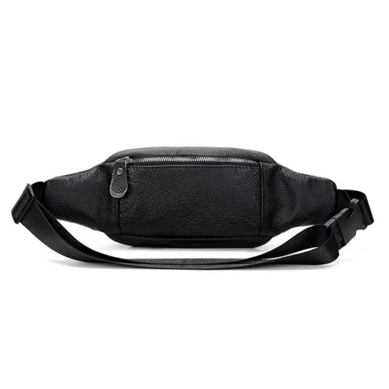 Mens Genuine Leather Sling Chest Bag With Double Zipper 2