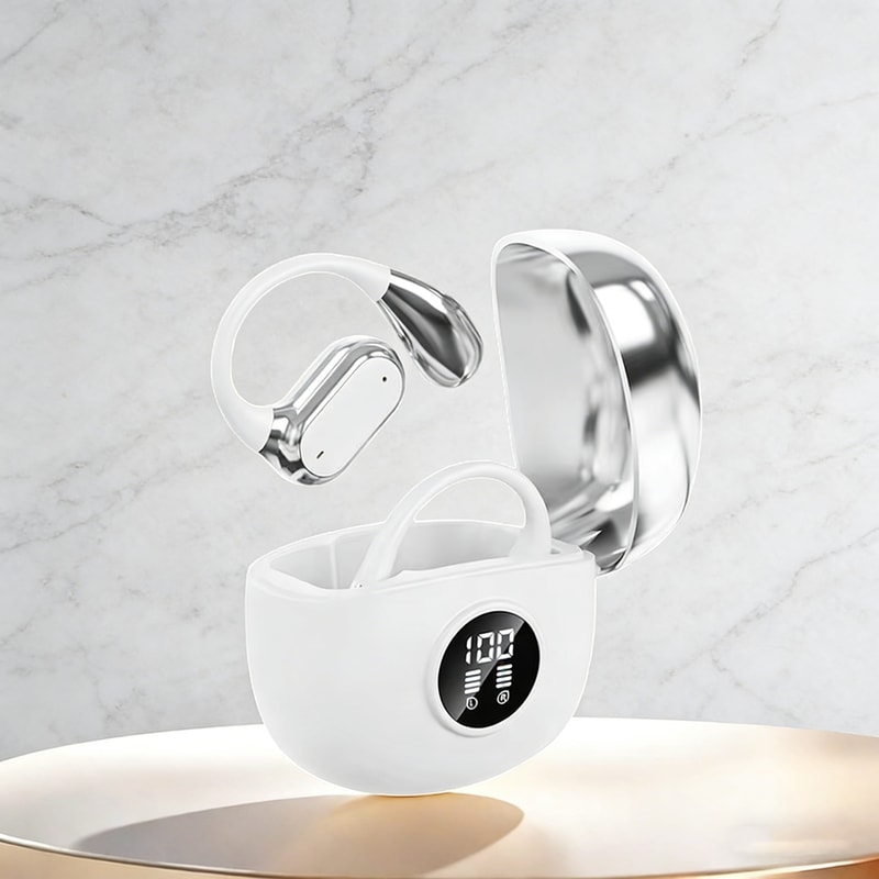 Clip On Wireless Sports Earbuds with Deep Bass Open Ear Comfort