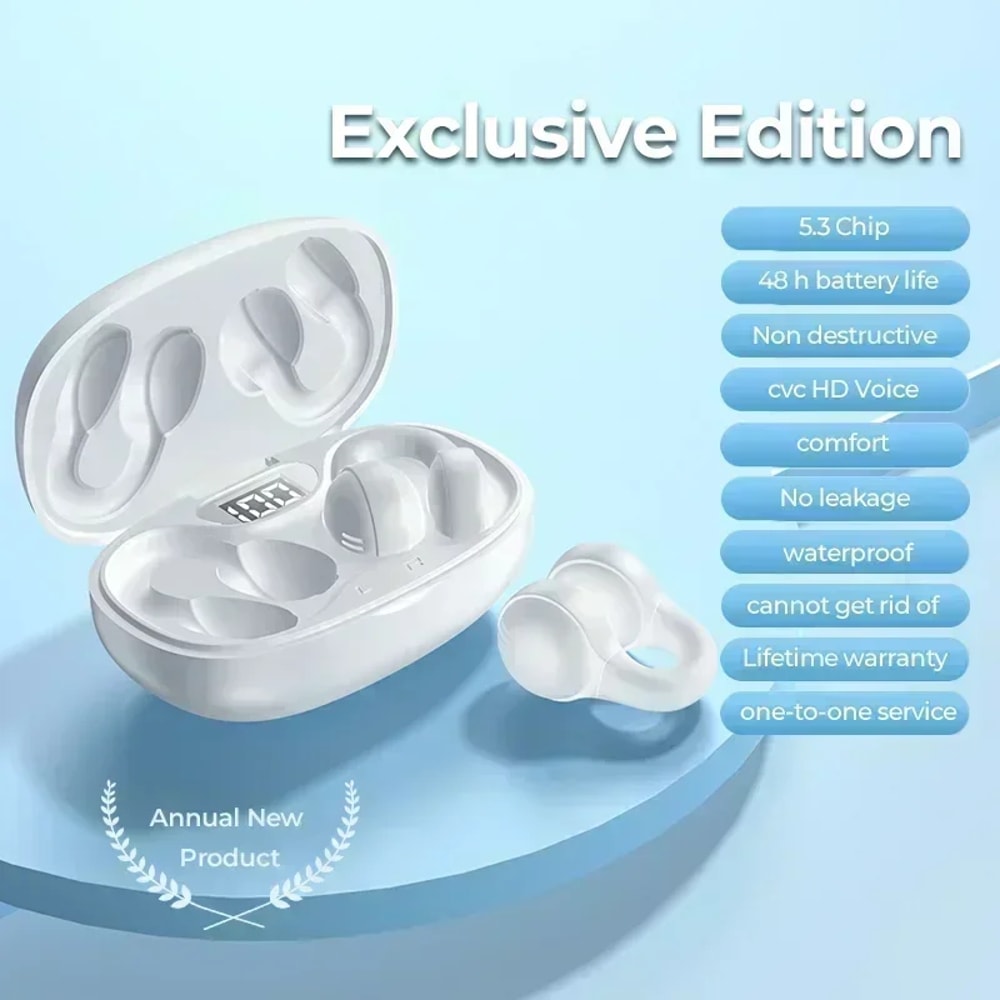 Wireless Bluetooth Earbuds with Noise Reduction Mic and LED Power Display