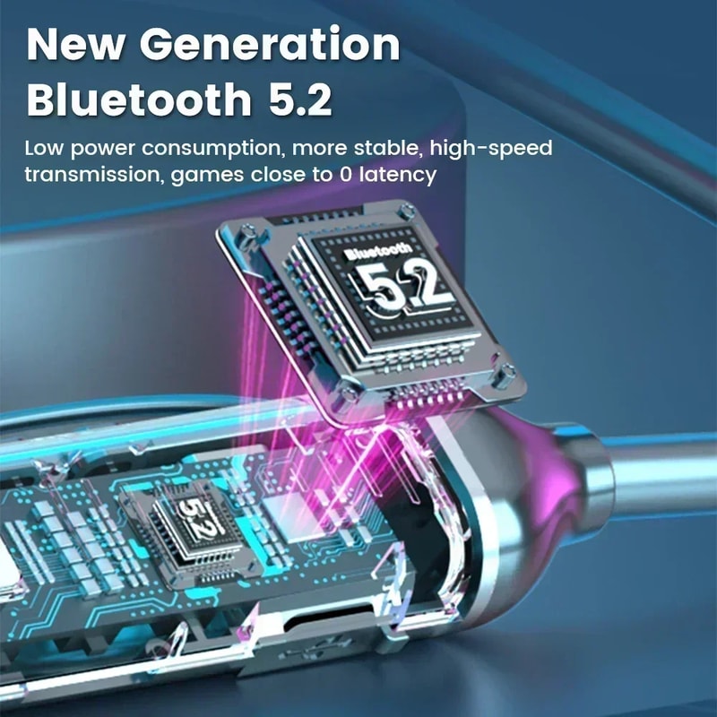 Bluetooth Neckband Headphones with LED Display, Mic and TF Card Support