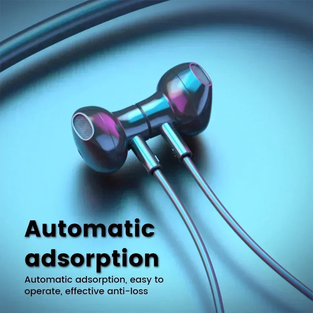 Bluetooth Neckband Headphones with LED Display, Mic and TF Card Support