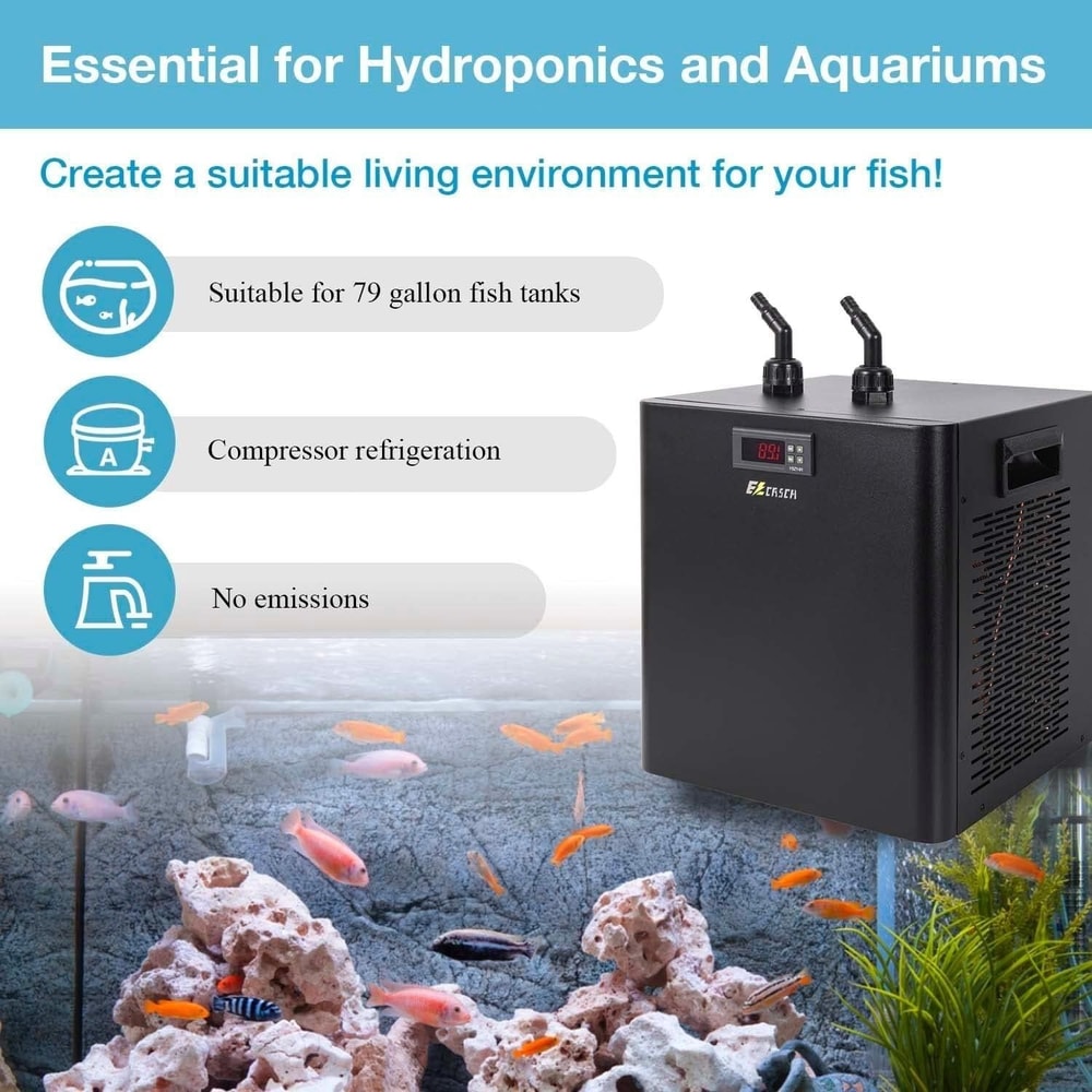 Aquarium Chiller 13 HP Hydroponics Coral Fish Cooling System W Pump Pipe 5