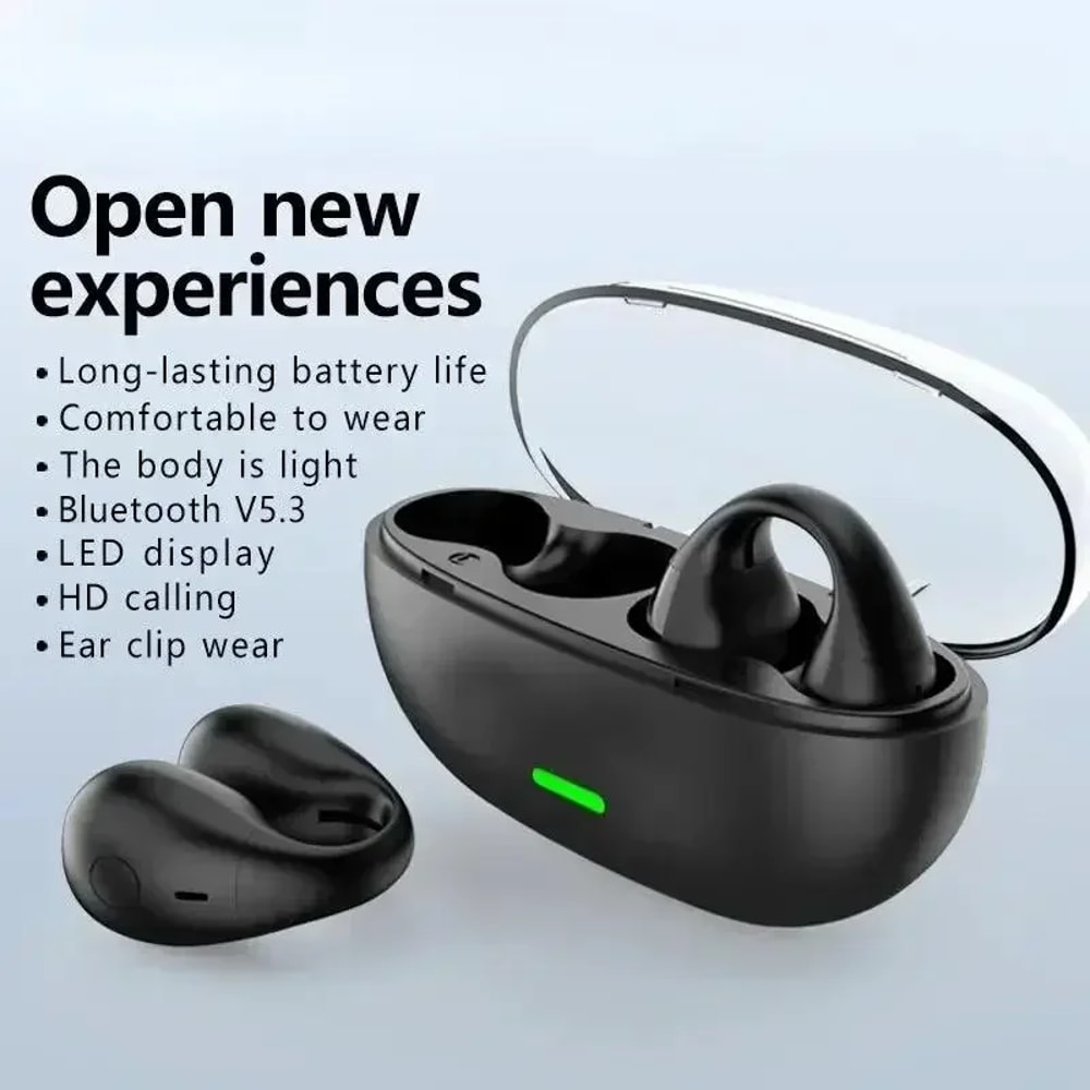 Open Ear Clip Wireless Bluetooth Earbuds with Touch Control
