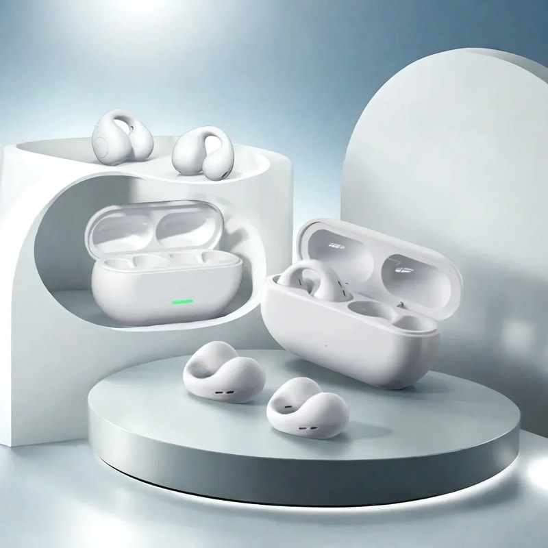 Open Ear Clip Wireless Headphones with HD Calls for Sports and Gaming