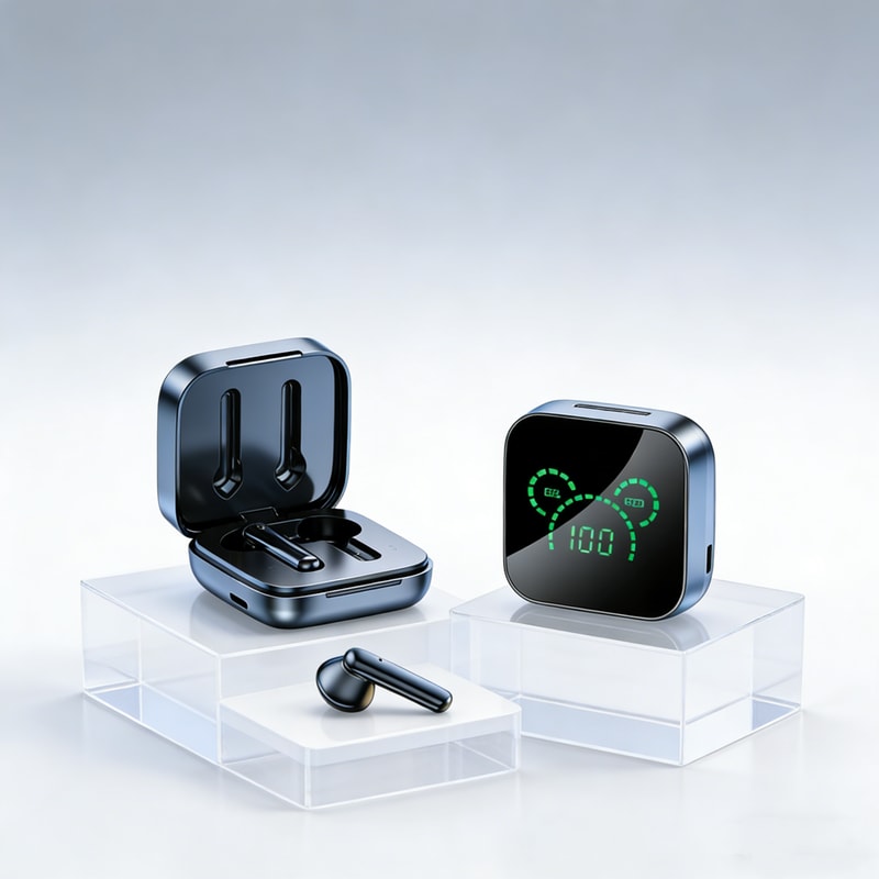 Wireless Bluetooth Earbuds with LED Display and Touch Control