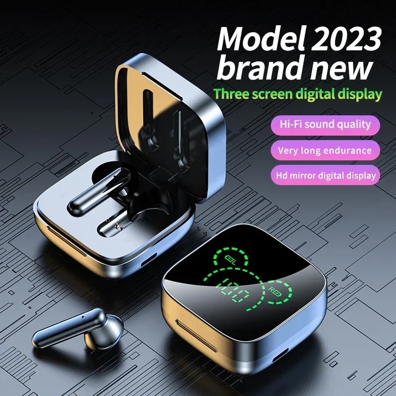 Wireless Bluetooth Earbuds with LED Display and Touch Control