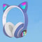 Cute Cat Ear Wireless Headphones with Microphone RGB Noise Cancelling Kids Headset for Stereo Music