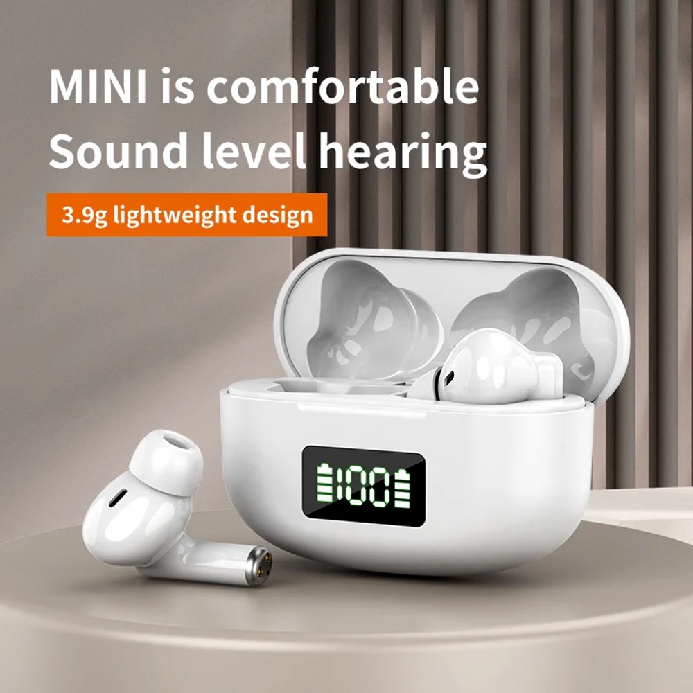 Wireless Bluetooth Headset with Digital Display Touch Control and Noise Cancelling for Smartphones