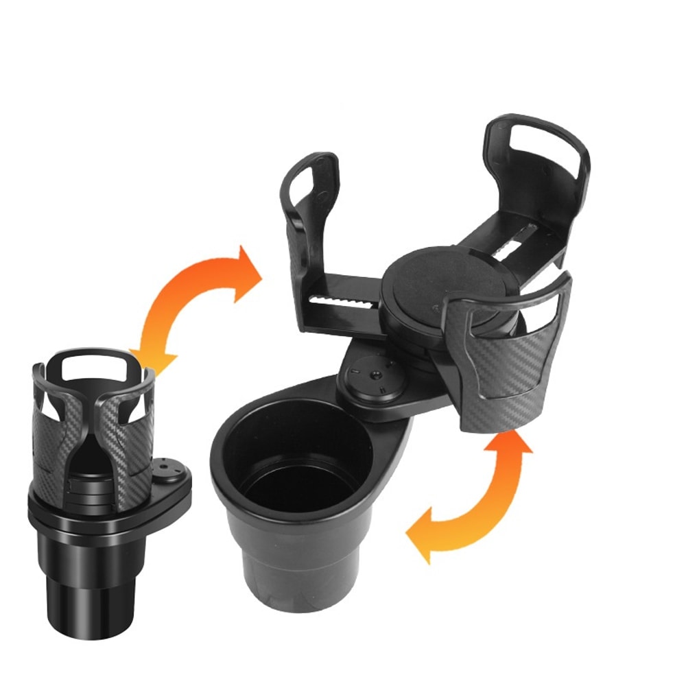 Rotating Car Cup Holder Expander with Double Layer Storage
