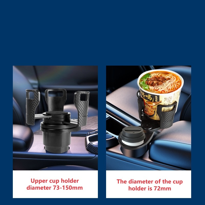 Rotating Car Cup Holder Expander with Double Layer Storage